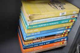 Eleven Hayes Owners Workshop Manuals for Rover 3500, 2000 & 213, Morris Ital, BLMC Mini etc