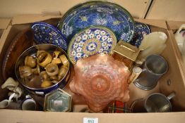 Three Royal Doulton 'Islamic series' plates, three hand painted side plates and set of wooden egg