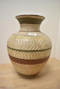 A mid 20th-century West German Dumler and Breiden-style pottery vase, of baluster form, featuring