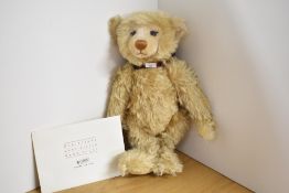 Modern Steiff Limited Edition Bear, 670374 Year 2000, blond mohair, growling mechanism, length 43cm,