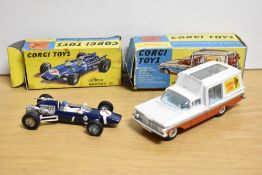 Corgi Die-casts, 156 Cooper Maserati F1, 486 Kennel Service Wagonwith two dogs present, models