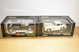 Burago 1:18 scale Die-casts, 3013 1954 Mercedes Benz 300SL, 3020 1936 Mercedes Benz 500K Roadster,