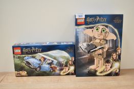 Two Lego Harry Potter Wizarding World sets comprising The Flying Ford Anglia, model number 76424 and