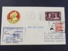 LUNDY ISLAND (GB LOCAL) 1937 GVI CORONATION ILLUSTRATED FIRST DAY COVER WITH ACAS LABEL Fine