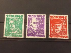 GERMANY 1945 MECKLENBURG (RUSSIAN ZONE) VICTIMS OF FASCISM SET OF 3 LMM 1945 issue from