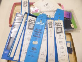 STAMP ACCESSORIES: STAMP MOUNTS, VARIOUS SIZES IN BOX Range of stamp mounts from Showgard, Prinz,
