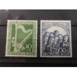 BERLIN 1950 RE-ESTABLISHMENT OF BERLIN PHILARMONIC SET OF 2 MNH Fine duo, both unmounted mint from