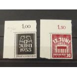 BERLIN 1953 EAST GERMAN UPRISING UNMOUNTED MINT PAIR Top left marginal duo from this 1953 issue,