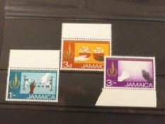 JAMAICA 1968 UNISSUED SET OF 3 HUMAN RIGHTS VALUES, MARGINAL, MNH This is the unissued set of