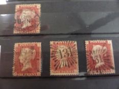 GB VICTORIA 1D PERF REDS SHEET/PLATE CONSTRUCTIONS, SPECIAL CANCELS, COUPLE OF THOUSAND ITEMS 64