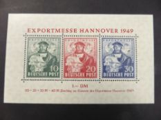 GERMANY 1949 HANNOVER TRADE FAIR UNMOUNTED MINT MINIATURE SHEET (SG MSA145) Lovely unmounted mint of