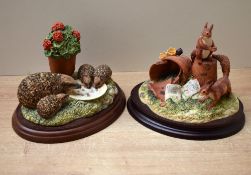 Two Border Fine Arts animal studies 'Hedgehog Family' model number B0222, designed by Kirsty