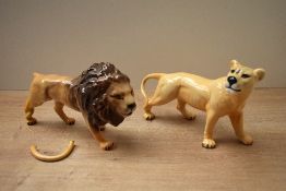 Two Beswick Pottery animal studies comprising 'Lion' (Facing Right) model number 1506 designed by