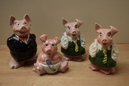 A group of four Wade for Natwest ceramic piggy banks, comprising 'Sir Nathaniel', 'Annabel' x2
