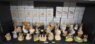 A large group of Royal Albert Beatrix Potter characters including 'Mother Ladybird', 'Tom Thumb' and