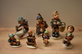 A group of seven Goebel pottery figures/figurines including 'Barnyard Hero' model number 195, '