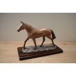 A Heredities porcelain 'Charm of Creamware' horse study, signed 'Tom Mackie' to reverse, mounted