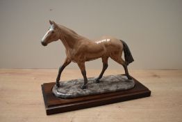 A Heredities porcelain 'Charm of Creamware' horse study, signed 'Tom Mackie' to reverse, mounted