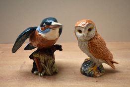 Two Beswick Pottery bird studies comprising 'Barn Owl' model number 1046A designed by Arthur