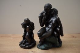A Roland Chadwick Heredities resin figure group 'Lovers' sold together with a similar resin group,