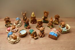 A group of sixteen Pendelfin rabbit studies to include 'Dodger', 'Butterfingers' and 'Picnic
