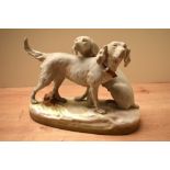 A Kunst porcelain, in the manner of Royal Dux, animal group, depicting a pair of setters, one