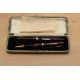 A boxed Parker Junior button fill Fountain pen and pencil set in Burgundy and Black Marble with - Image 1 of 3