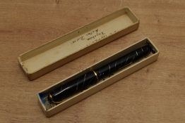 A boxed Conway Stewart 28 lever fill fountain pen in Black Cracked Ice with single narrow cap band