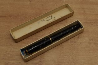 A boxed Conway Stewart 28 lever fill fountain pen in Black Cracked Ice with single narrow cap band