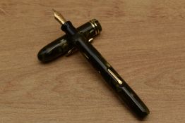 A Conklin Endura lever fill fountain pen in Green Marble with two narrow cap bands having Conklin