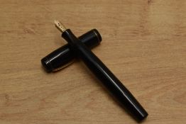A Mentmore BHR button fill fountain pen with narrow cap band having Mentmore Osmi Iridium 14CT