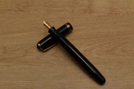 A Parker Challenger Deluxe Standard button fill fountain pen in Black with three narrow cap bands