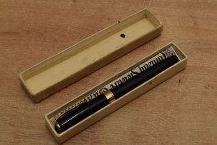 A Conway Stewart 27 lever fill fountain pen in Black with wide cap band having Conway Stewart 14CT