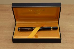 A Waterman Le Man 200 cartridge converter fill fountain pen in Black having Waterman Ideal Paris 18K