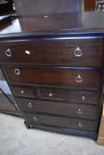 A stag bedroom chest of multiple drawers, dimensions approx. width 82 depth 46 height 112cm