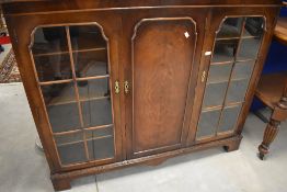 An early to mid 20th Century walnut display cabinet, approx. Width 135 depth 31 height 114cm