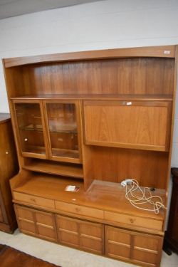 A vintage teak Nathan wall unit, dimensions approx. Width 153, height 194cm, depth 46cm