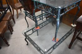 Three good quality modern coffee tables (two rectangular, one square) having heavy glass top and