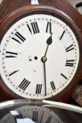 An early 20th Century station style clock, having unnamed Roman numeral dial (cracked glass),