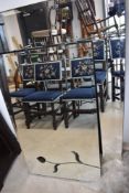 Two modern mirrors , the largest being 120 x 80cm (slight crack to corner), the smaller one with