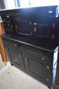 A 19th Century oak court cupboard with carved date 1726, likely constructed using earlier timbers,