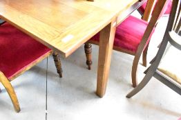 An early to mid 20th Century oak square drawer leaf table, on square legs, width approx. 84cm