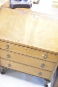 An early 20th Century bleached mahogany bureau, width approx. 76cm