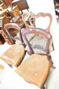 Two pairs of Victorian mahogany balloon back chairs