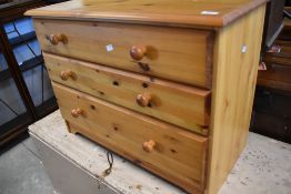 A modern pine low chest of three long drawers, dimensions approx. width 83 depth 40 height 63cm
