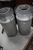 A pair of aluminium milk churns, height approx. 71cm