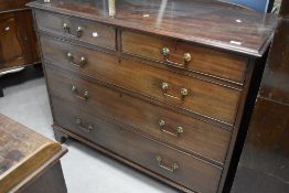 A 19th Century mahogany chest of two short over three long drawers,all having brass drop handles ,