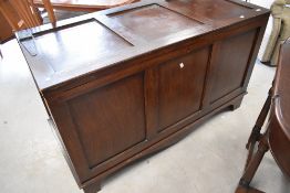 A traditional stained pine bedding box of large proportions, dimensions approx. Width 133 depth 58