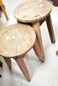 Two traditional stools, height approx. 43 and 49cm