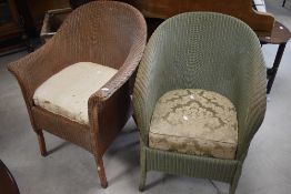 Two vintage Lloyd Loom tub chairs
